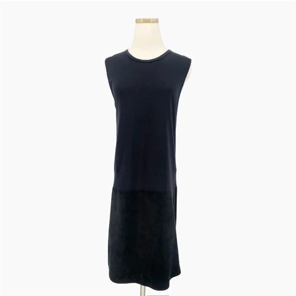 RAQUEL ALLEGRA | Lambskin & Silk Contrast Shift Dress in Black | M - Picture 5 of 13